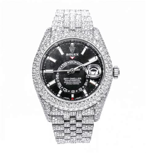 iced out black dial rolex skysweller|iced out Rolex 36mm.